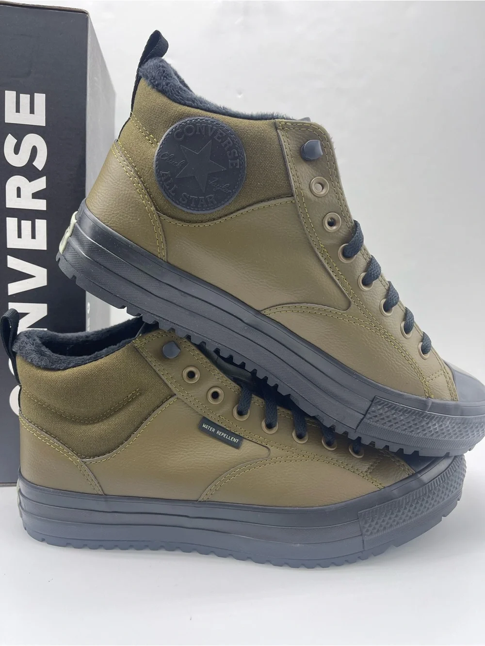 Converse Olive Green and Black High-Top Sneakers